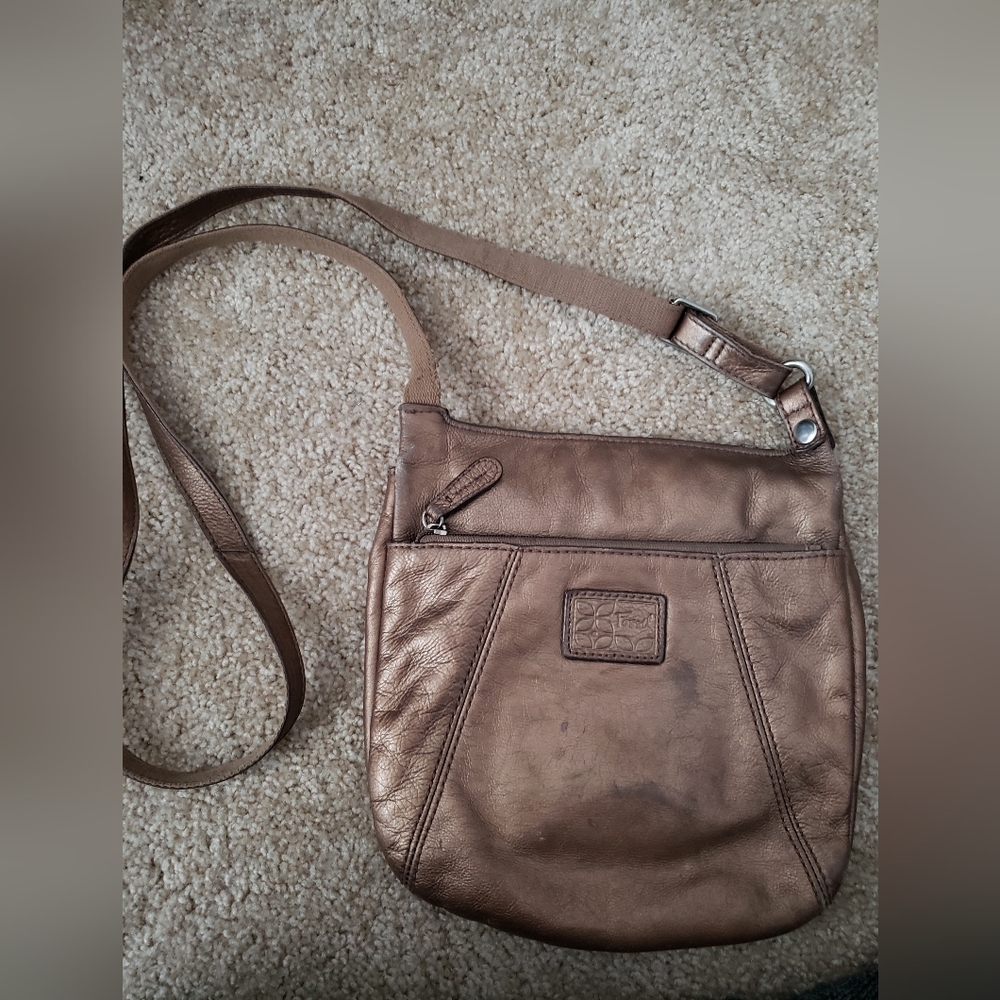 Fossil Vintage Brown Leather Crossbody Purse With Adjustable Strap